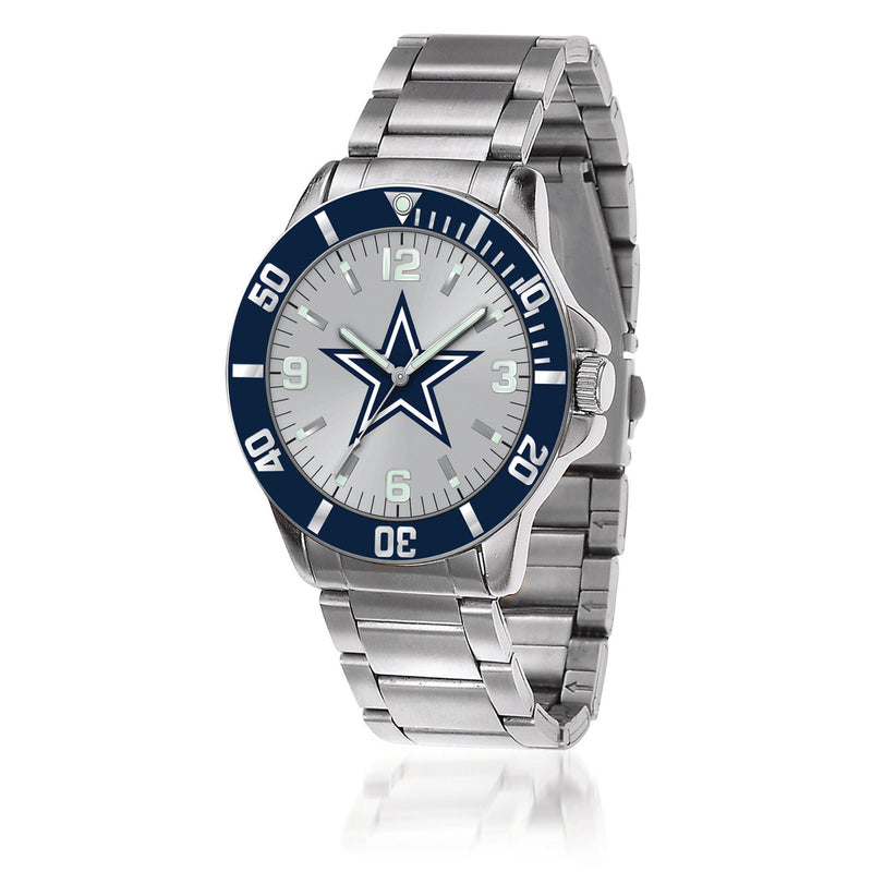 Men's NFL Dallas Cowboys stainless steel key watch, blue dial with star logo