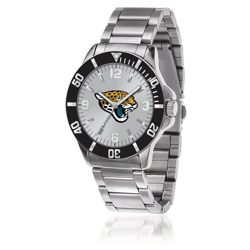 Men's Jaguars key watch with black dial, stainless steel bracelet, 46mm case
