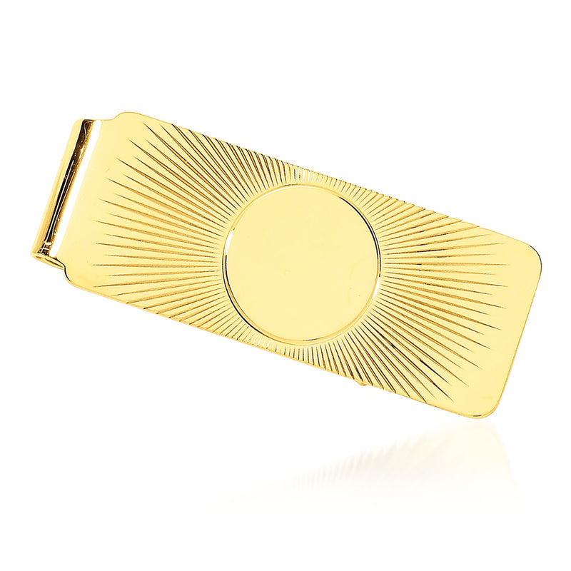 14kt yellow gold monogram money clip with round seal detail