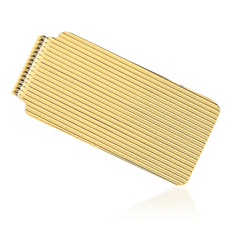 14kt yellow gold polished grooved money clip
