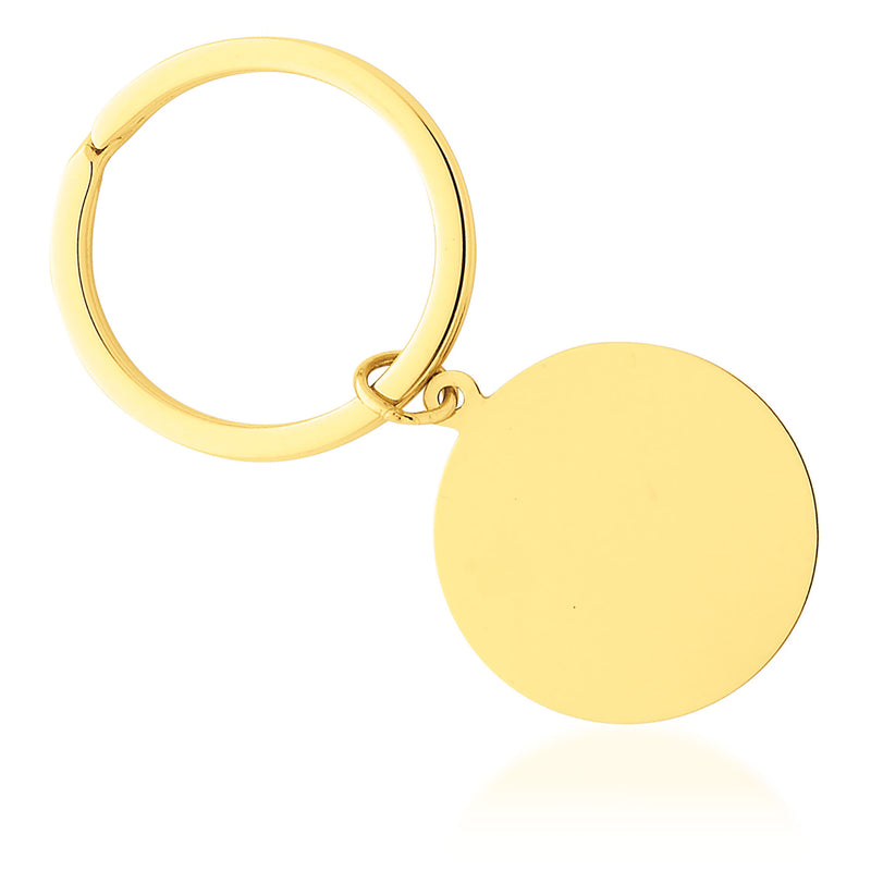 14kt yellow gold round polished engravable disc key ring