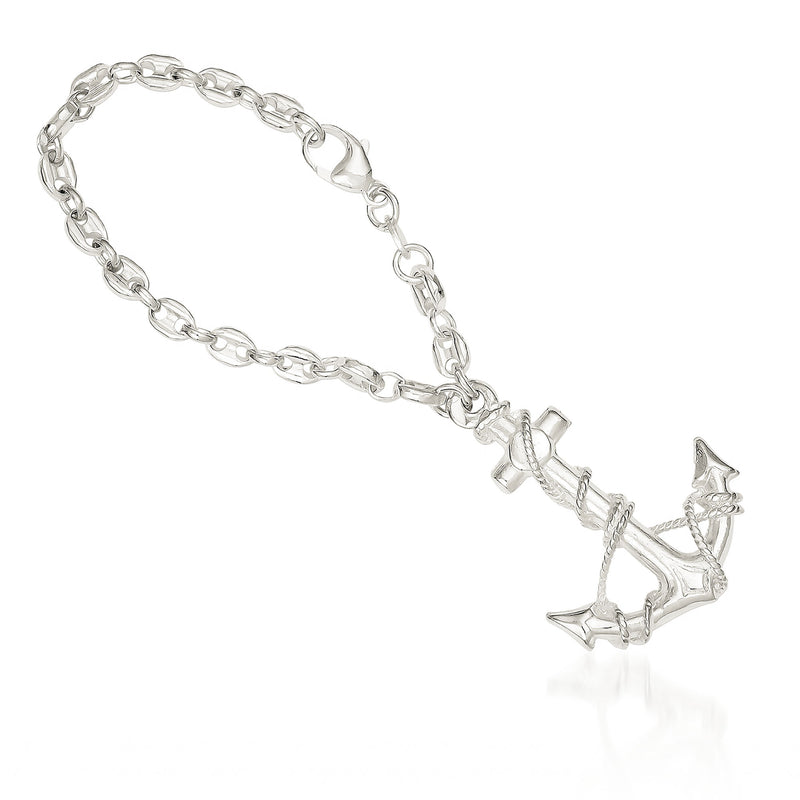 Sterling silver anchor key ring with chain links and anchor charm