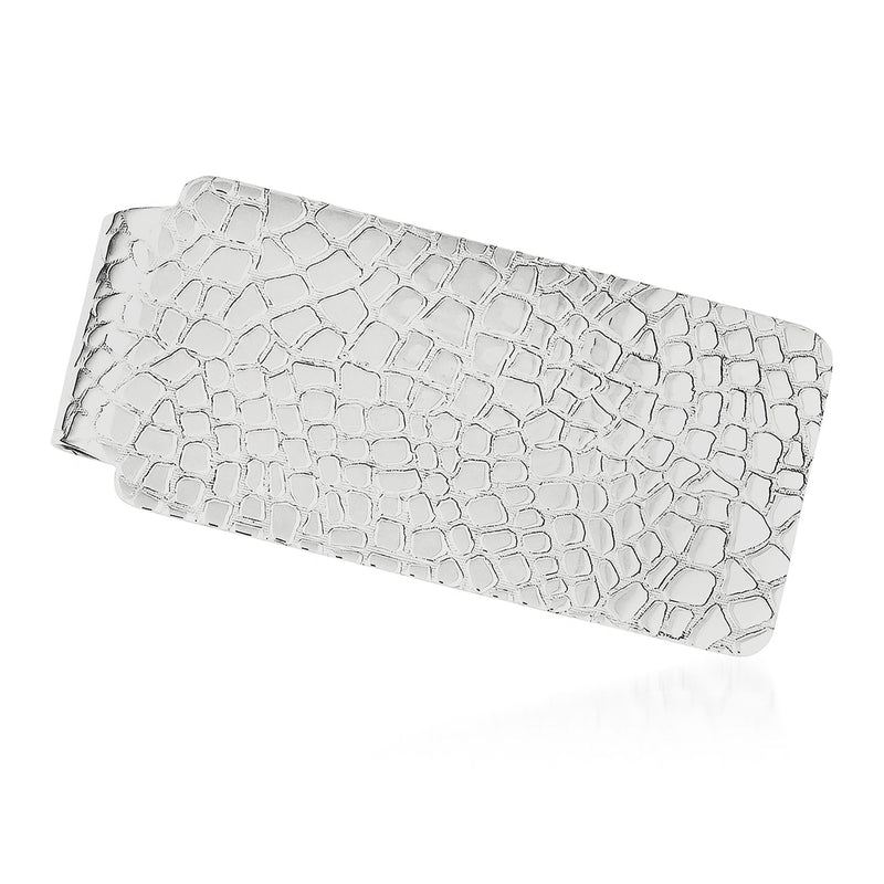 Sterling silver textured money clip with crocodile-style pattern
