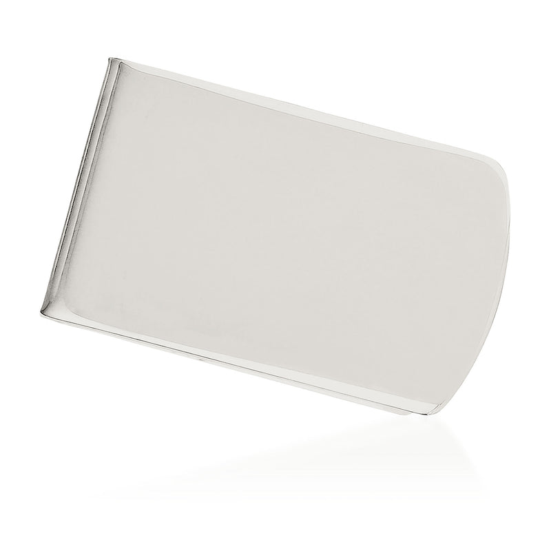 Engravable sterling silver money clip, smooth rectangular front