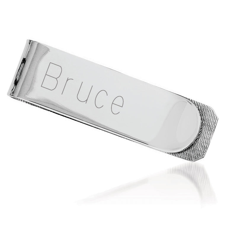Personalized sterling silver money clip with engraved name 