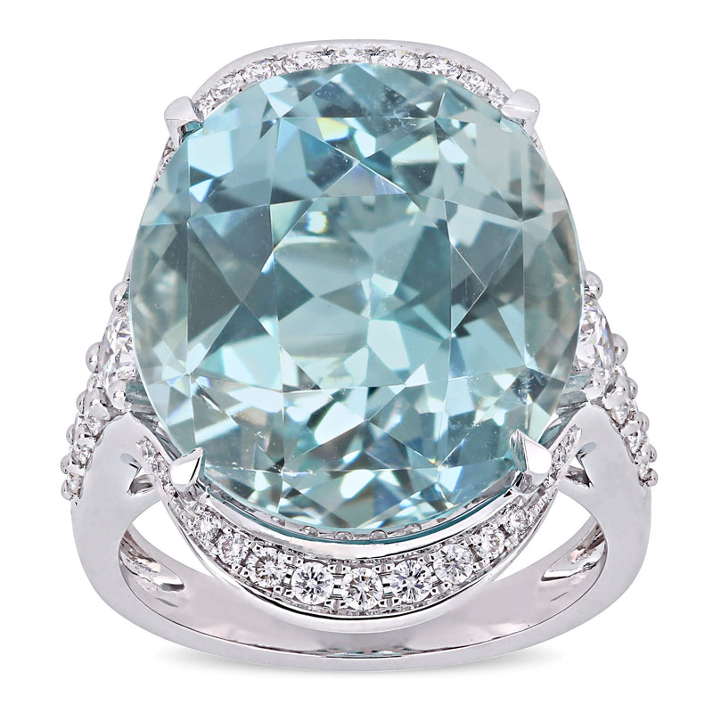 Sky blue topaz and diamond cocktail ring in 14kt white gold