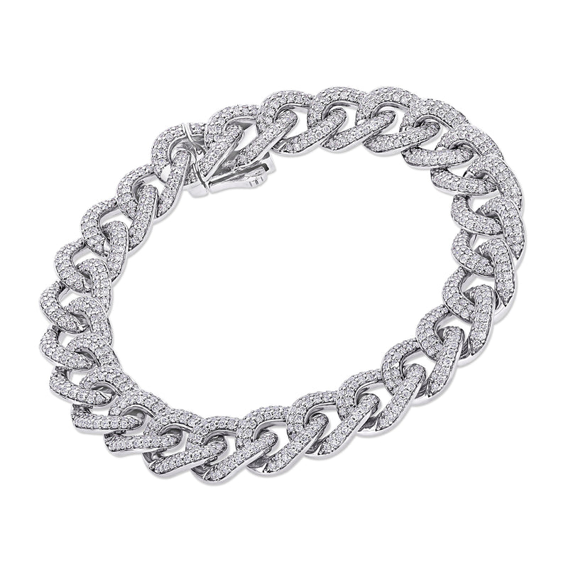 4 ct diamond curb-link bracelet in white gold