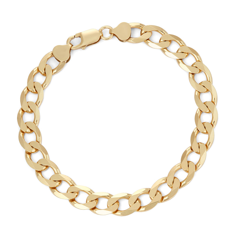 Men's gold over sterling curb-link bracelet, polished rounded chain links
