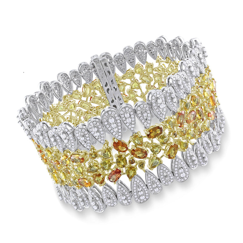 Yellow sapphire and diamond bracelet in two-tone gold