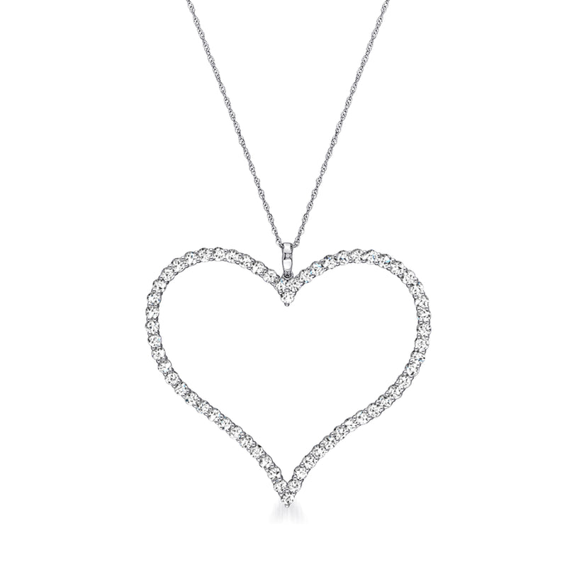 Diamond heart pendant necklace in 14kt white gold