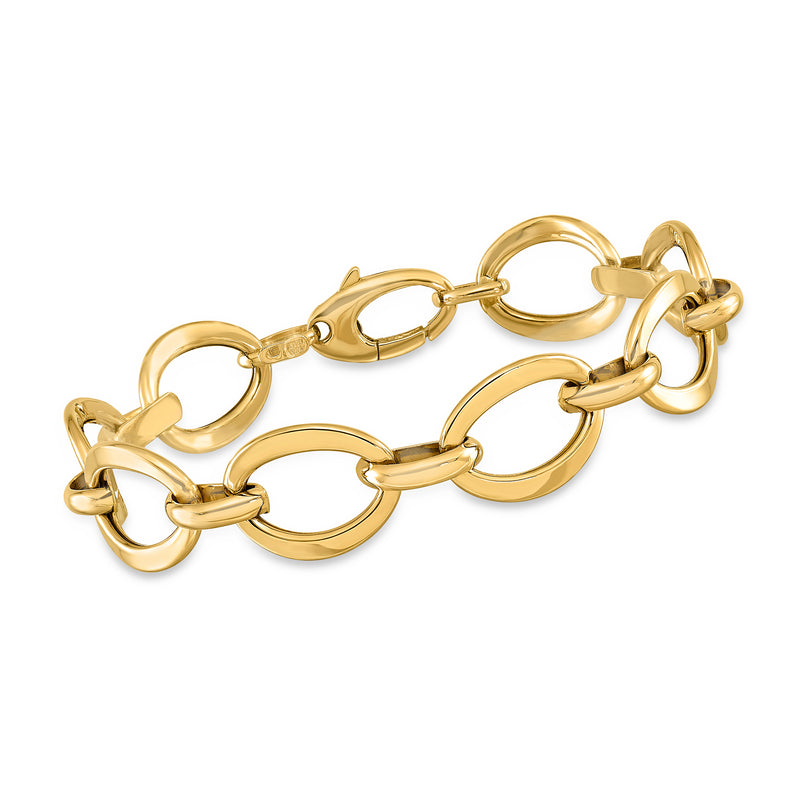 14kt yellow gold oval-link bracelet with polished interlocking oval links