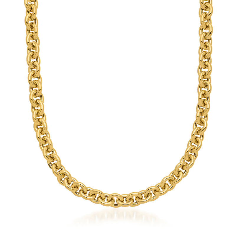 14kt yellow cable-link necklace with thick chain links and polished shine