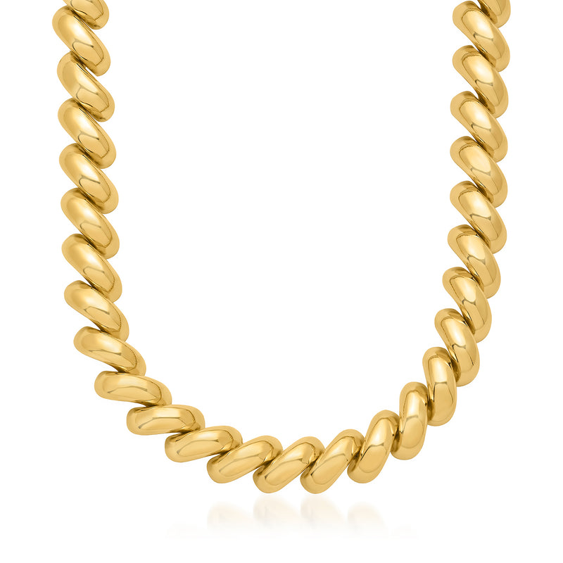 14kt yellow gold San Marco curb necklace with polished oval links