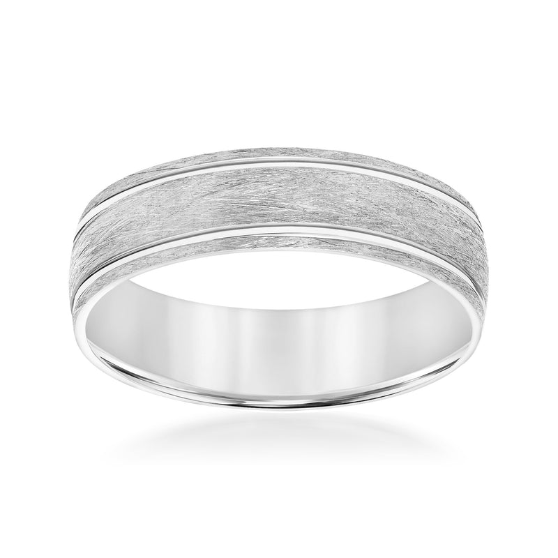 14kt white gold wedding band, 6mm, smooth rounded profile