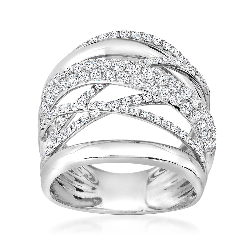 2.50 ct. t.w. diamond highway ring in 14kt white gold with crossover bands