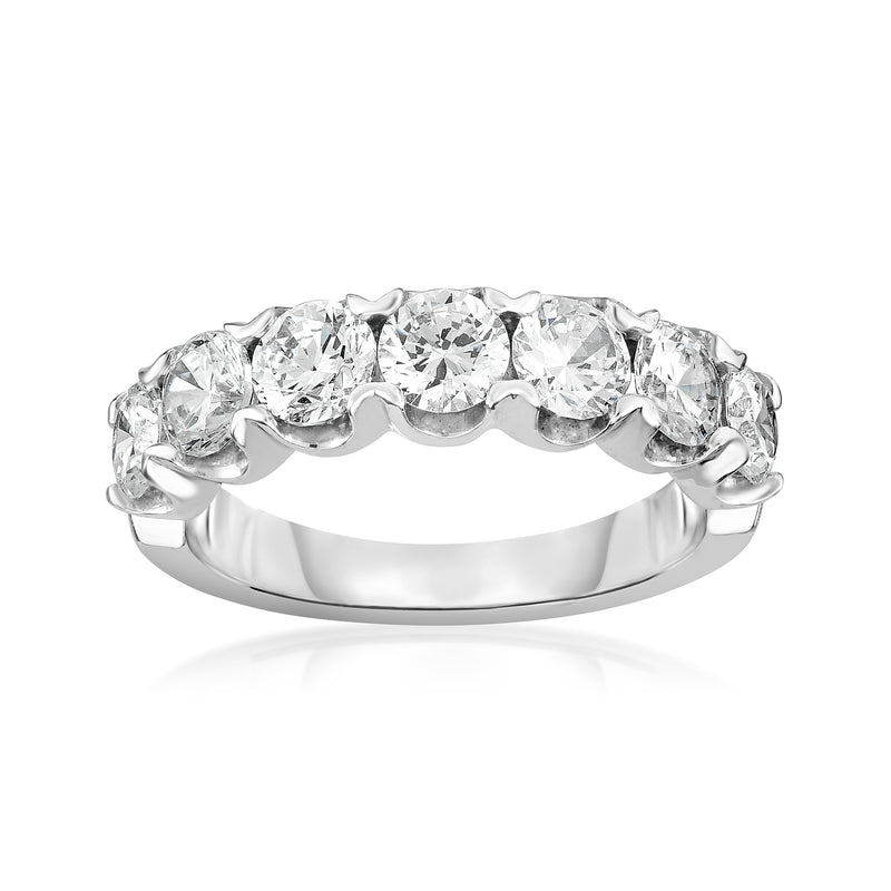 14kt white gold seven-stone diamond ring with round shared-prong stones