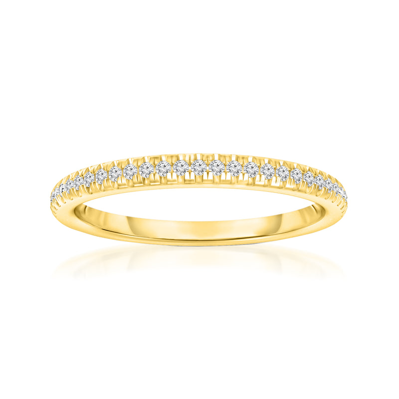 14kt yellow gold pave diamond ring with full-row stones