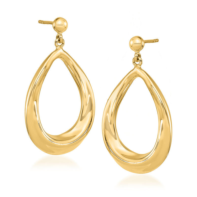 14kt yellow gold teardrop dangle earrings with post backs