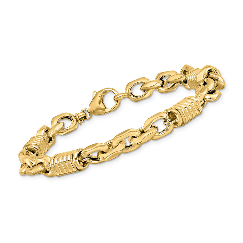 14kt yellow gold fancy cable-link bracelet with lobster clasp and polished links