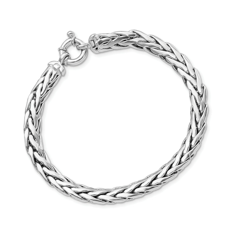 14kt white gold wheat-link bracelet with polished chain links and clasp