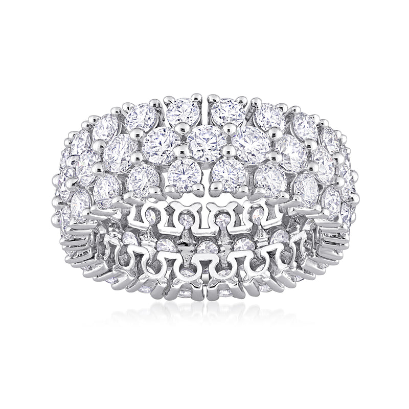 Sterling silver moissanite eternity band with round bezel-set stones, 4.50 ct t.w.