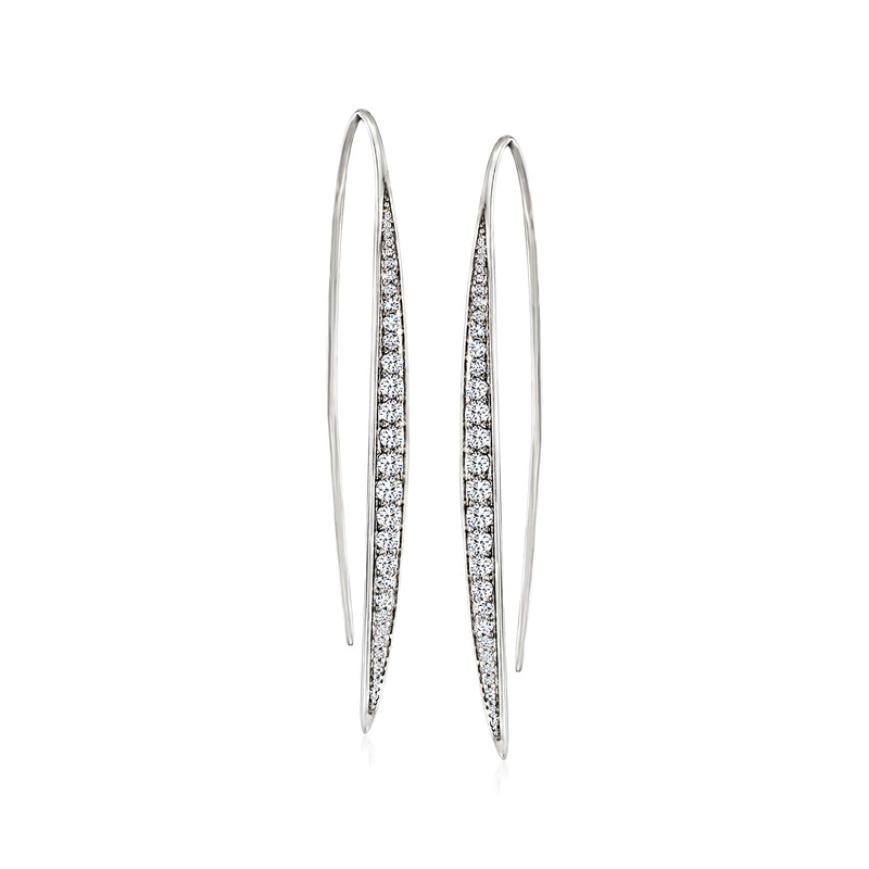 Diamond graduated linear drop earwire earrings in 14kt white gold