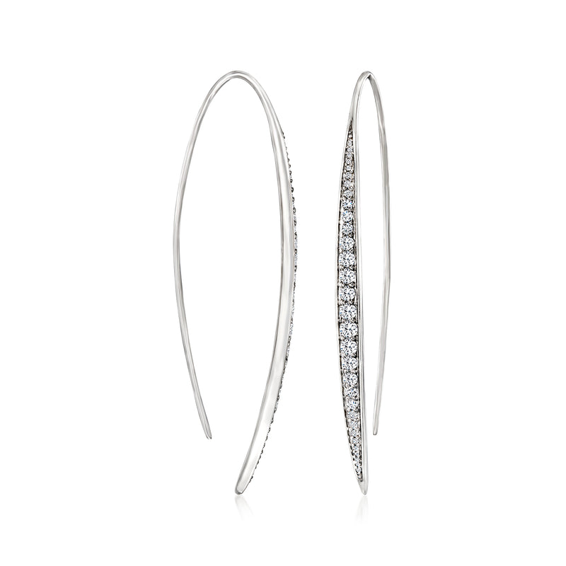 Graduated diamond linear drop earrings in 14kt white gold with curved earwire design