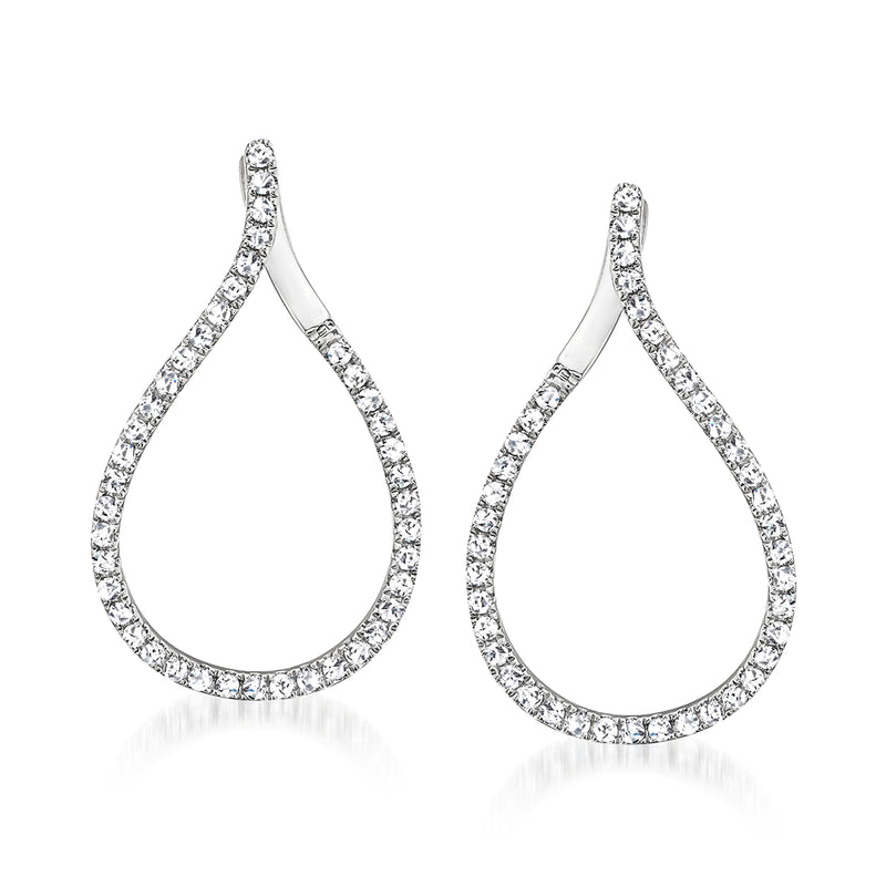 Diamond teardrop leverback earrings in 14kt white gold
