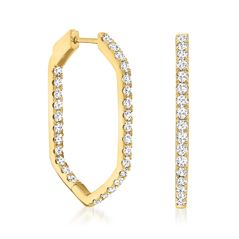 Geometric 14kt yellow gold diamond inside-outside hoop earrings