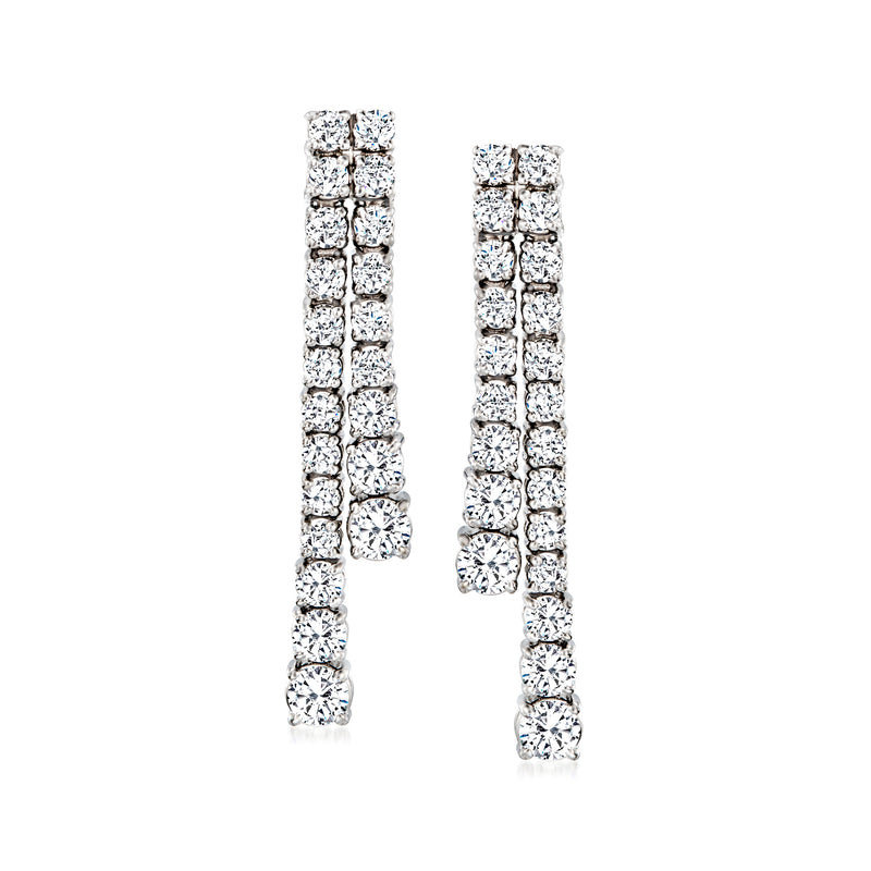 Graduated diamond linear drop earrings in 14kt white gold, post style