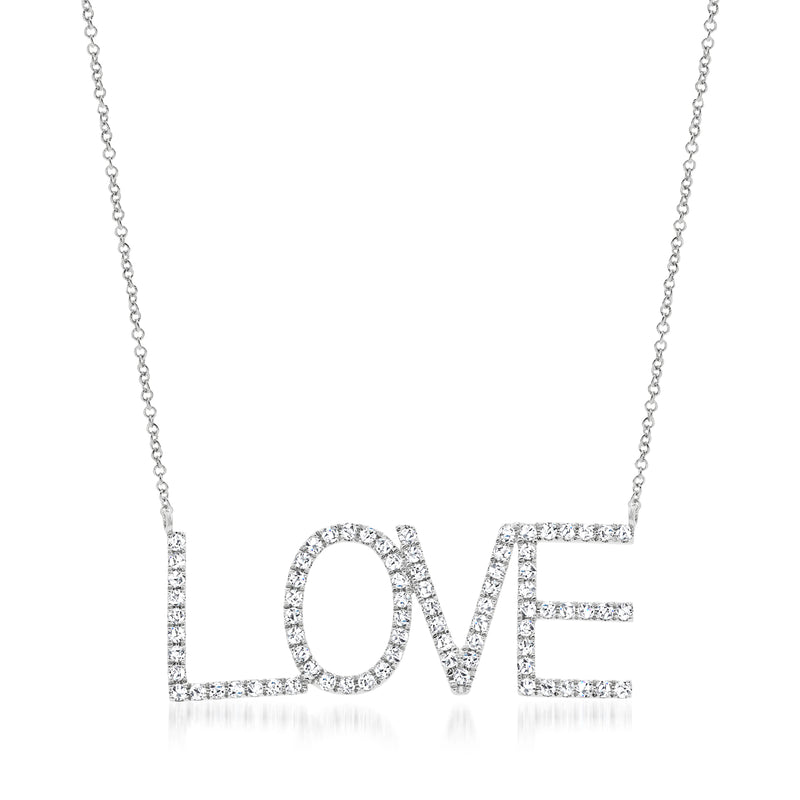 Diamond LOVE necklace in 18kt white gold with chain pendant