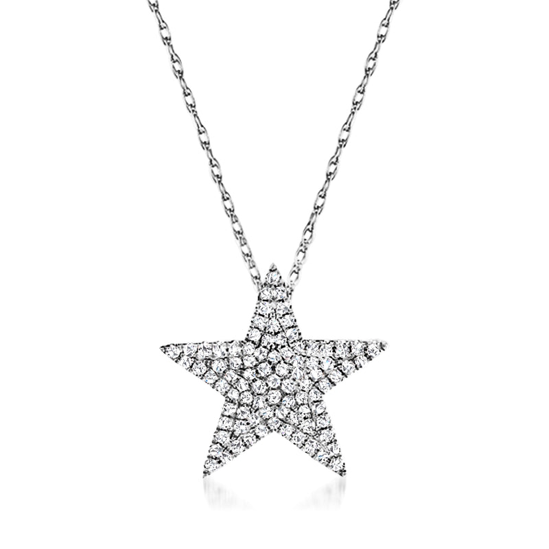 14kt white gold diamond star necklace with .30 ct t.w. sparkling stones