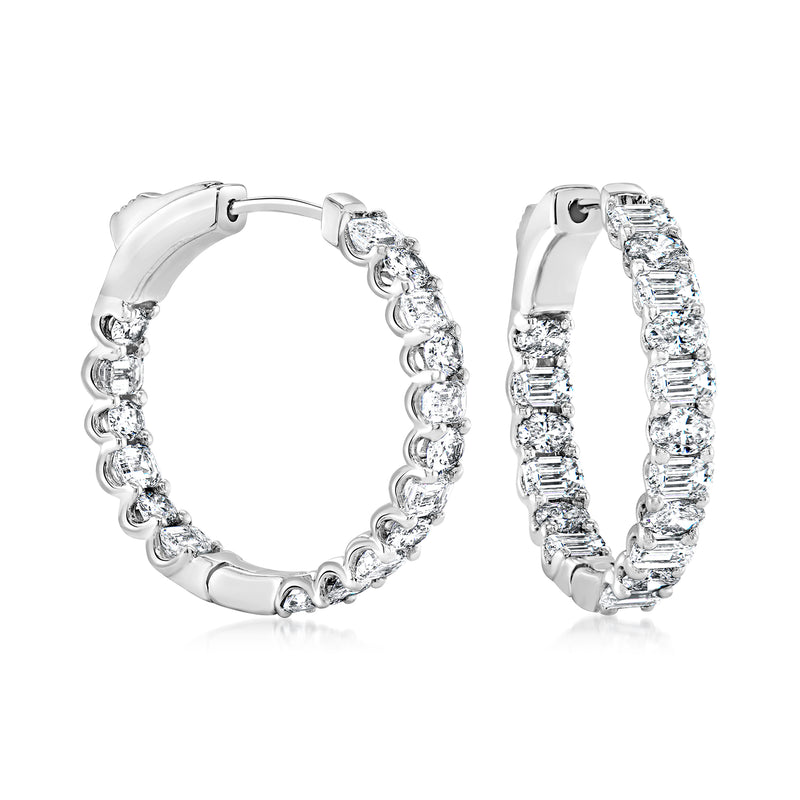 14kt white gold diamond inside-out hoop earrings with row of round-cut stones