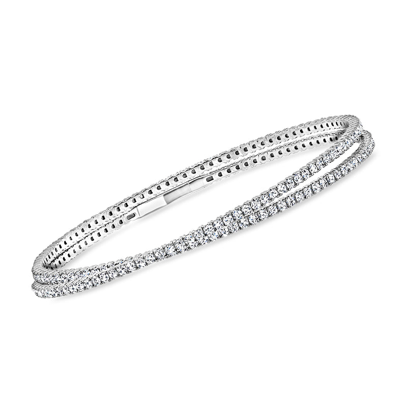 Diamond flexible bangle bracelet in 14kt white gold