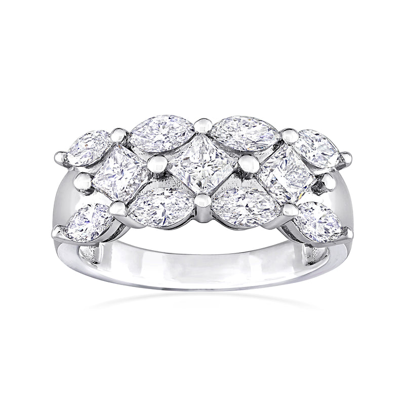 14kt white gold diamond ring with marquise-cut center and side stones