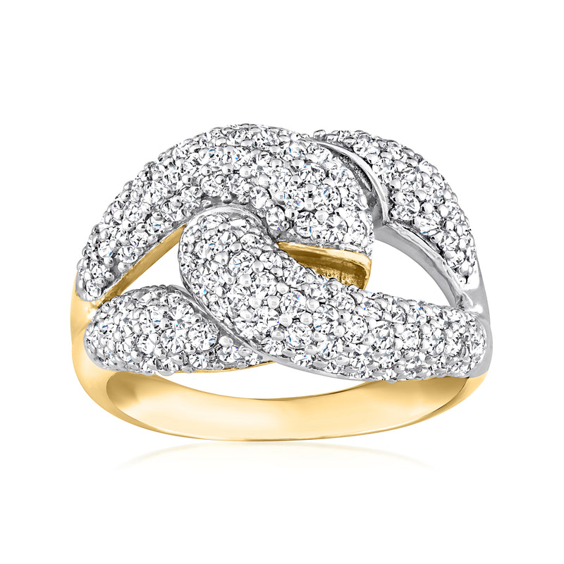 Diamond interlocking-loop ring in 14kt two-tone gold