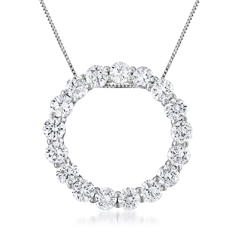 Diamond eternity circle pendant necklace in white gold