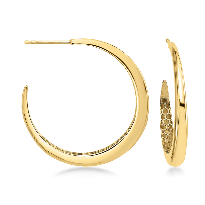14kt yellow gold hoop earrings, large round hinged hoops