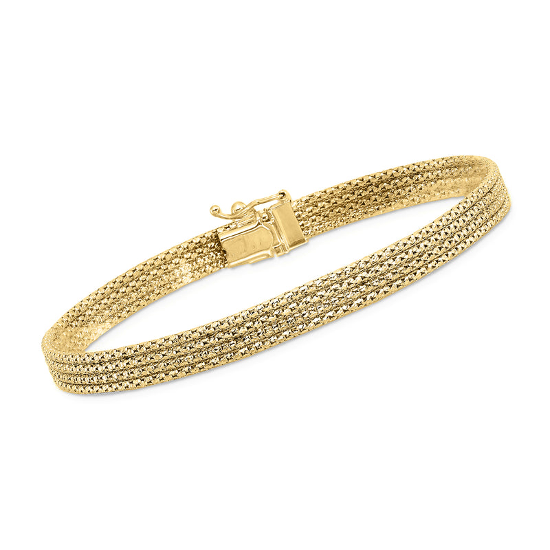 14kt yellow gold multi-row popcorn-chain bracelet with box clasp