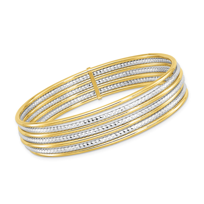 Italian 14kt two-tone gold multi-row bangle bracelet