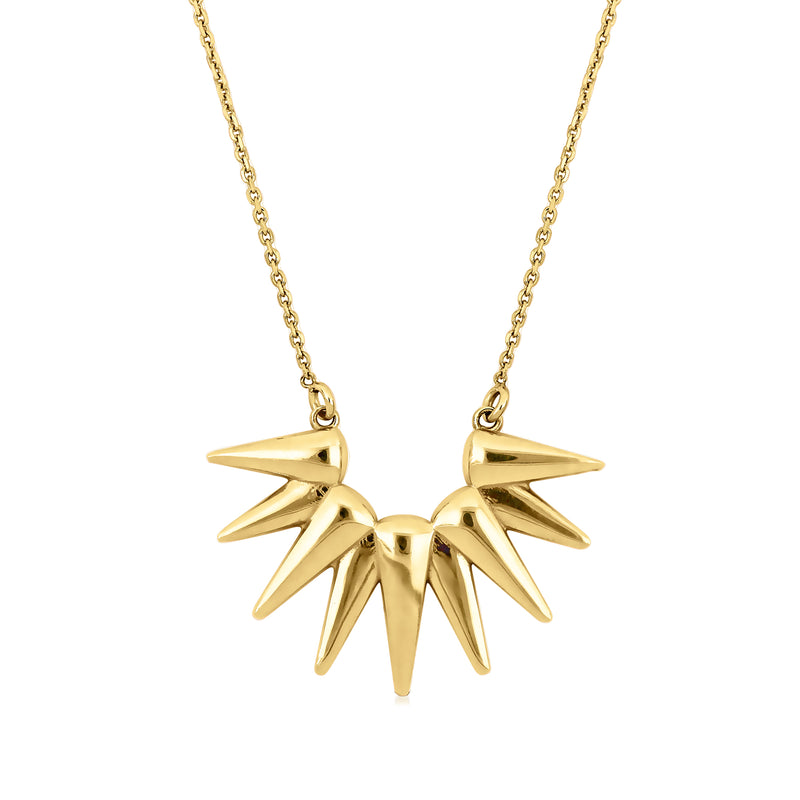 14kt yellow gold spike charm necklace with pointed spike links