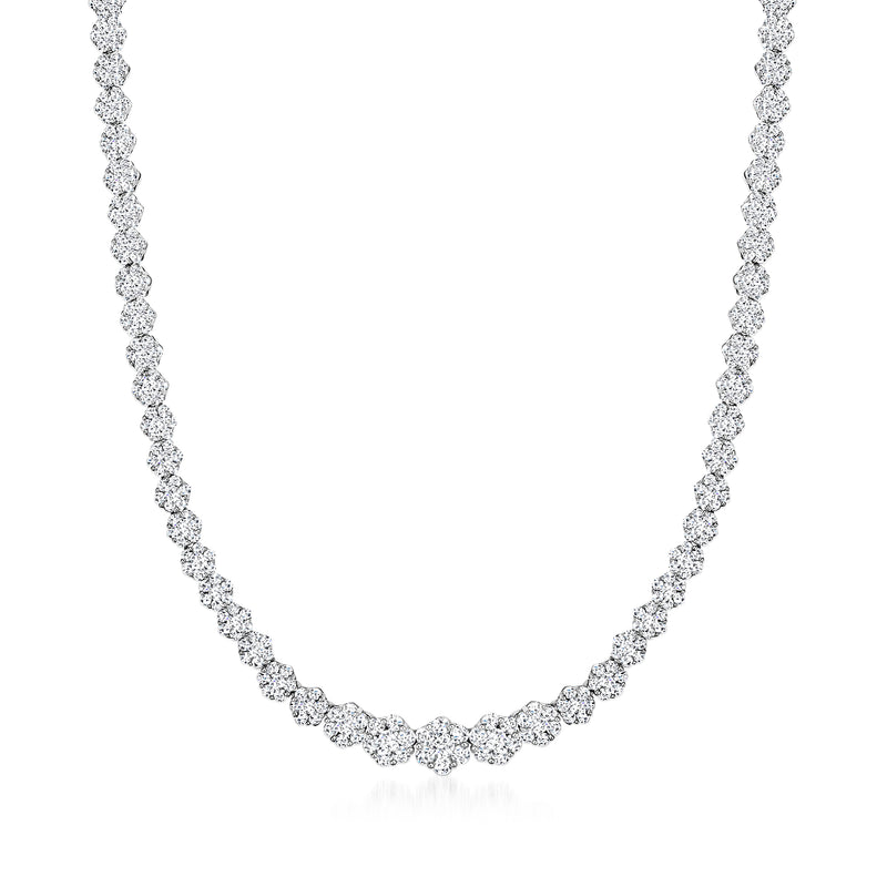 14kt white gold graduated diamond tennis necklace with round brilliant diamond links