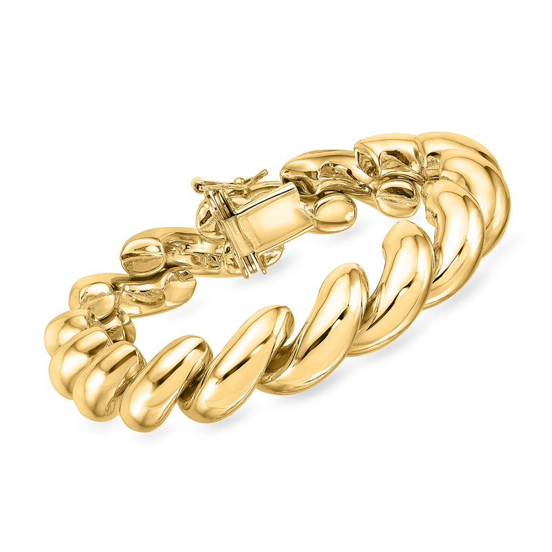 14kt yellow gold bracelet with sculpted San Marco link chain and box clasp