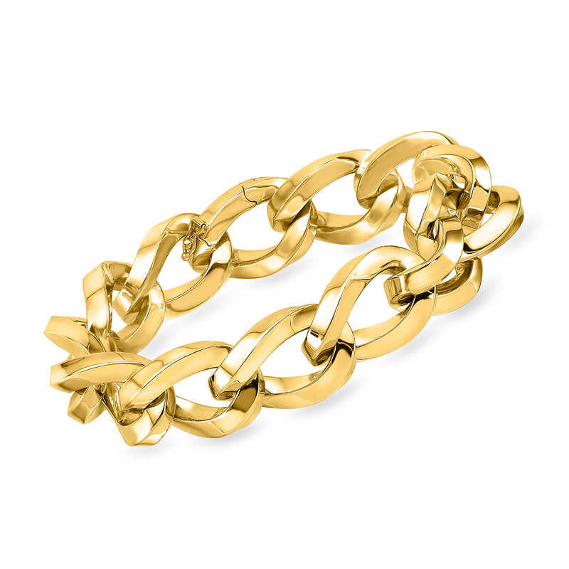 Oversized 14kt yellow gold curb-link bracelet with chunky interlocking links