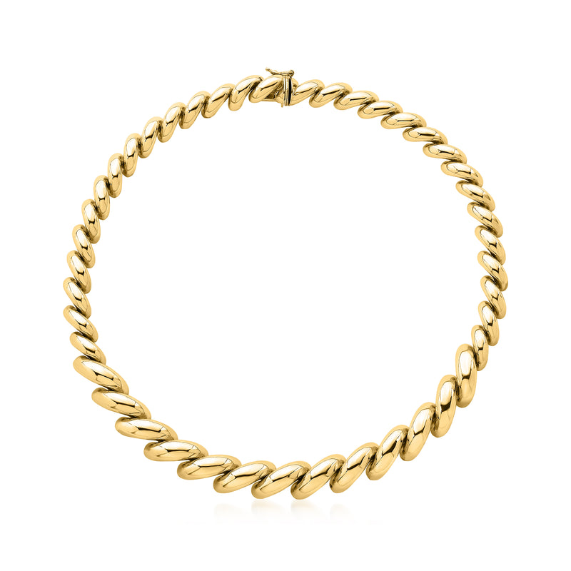 14kt yellow gold San Marco-style link chain necklace with polished oval links