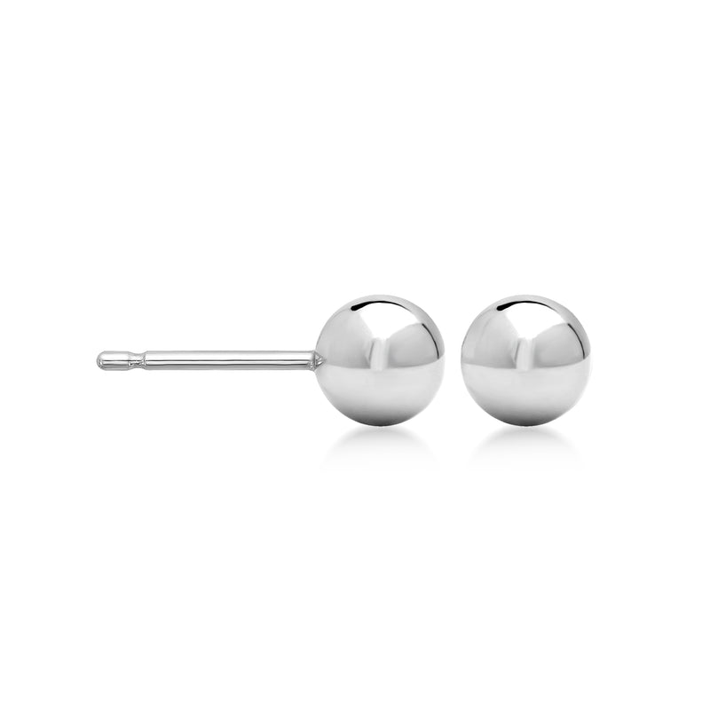 Ball stud earrings featuring two round polished spheres with horizontal post