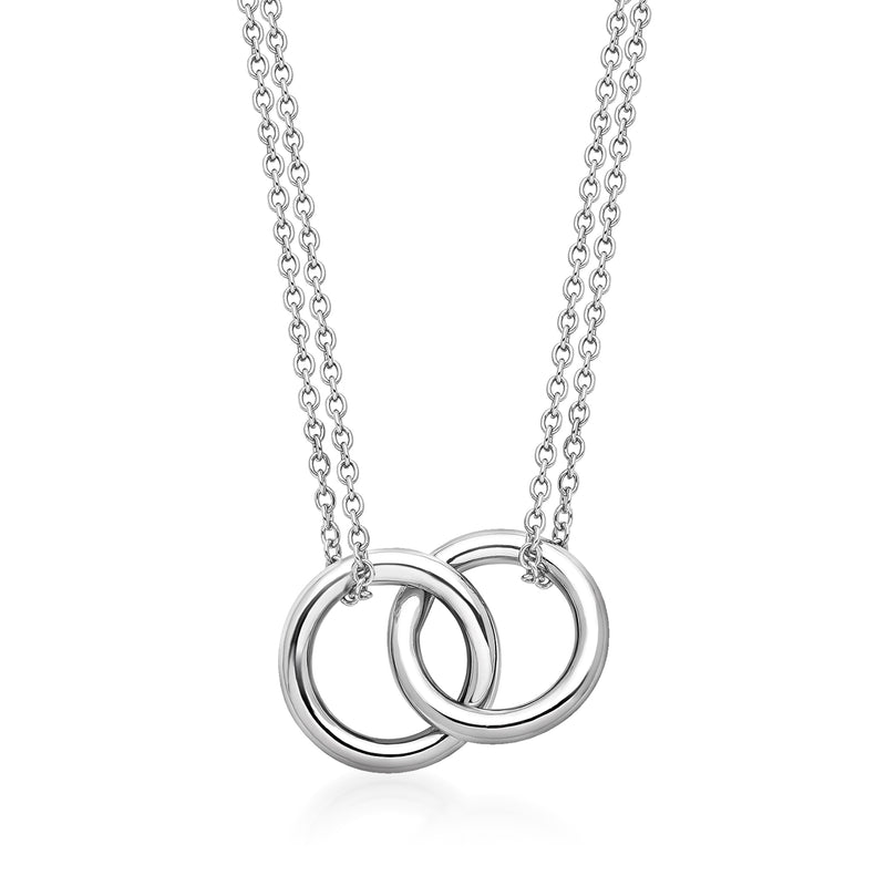 Silver interlocking circle pendant necklace with chain