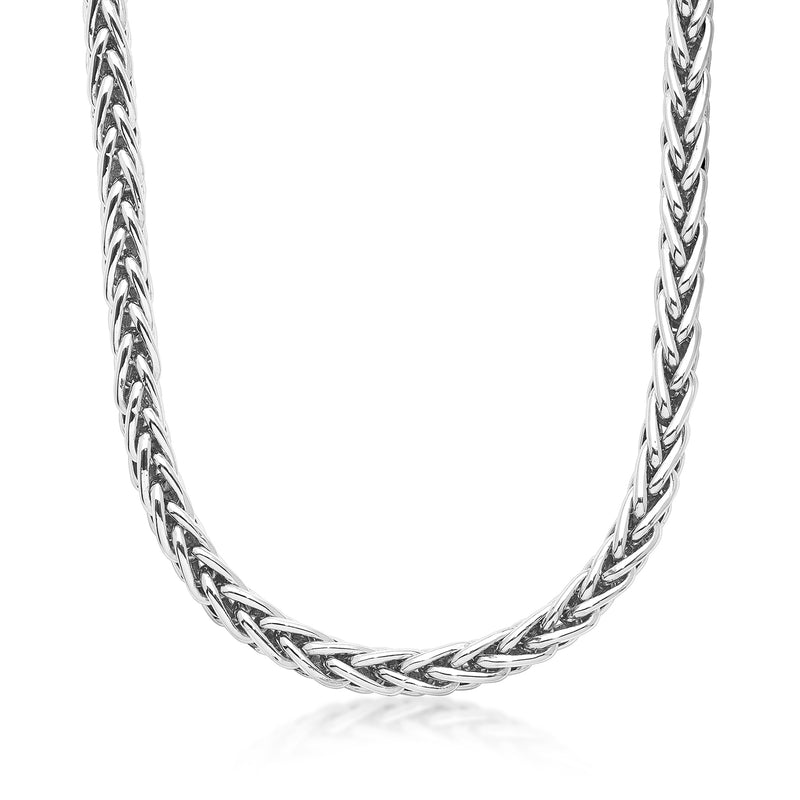 Platinum wheat-chain necklace with twisted interlocking links
