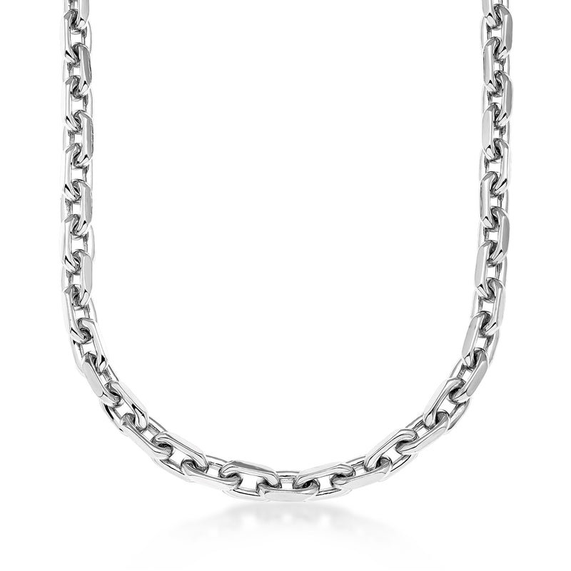 Solid platinum cable-chain necklace, shiny oval links