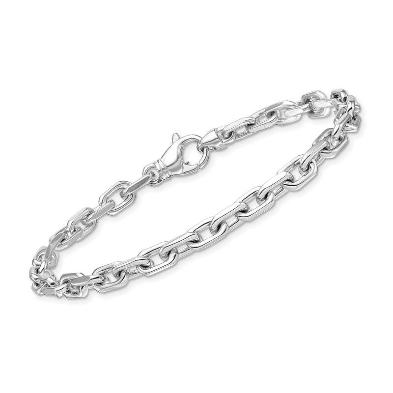 Silver cable-chain bracelet with connected links and clasp